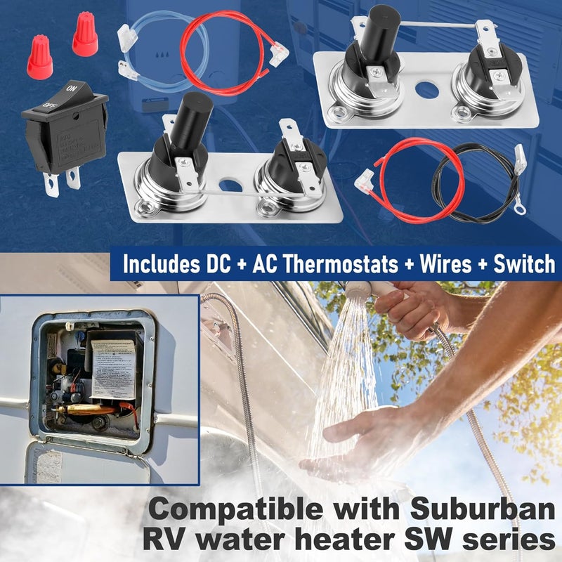 longsure 232306 232282 RV Water Heater Thermostat Limit Switch Kit Compatible with Suburban SW Series,12V & 120V T-Stat/Limit for Suburban SW Water Heater - Image 5